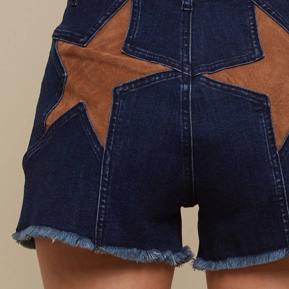 Suede Starry Style Denim Shorts